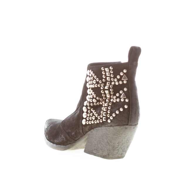ELENA IACHI donna tronchetto texano in camoscio vintage NERO con hardware argento. Tacco 7 cm - immagine 3
