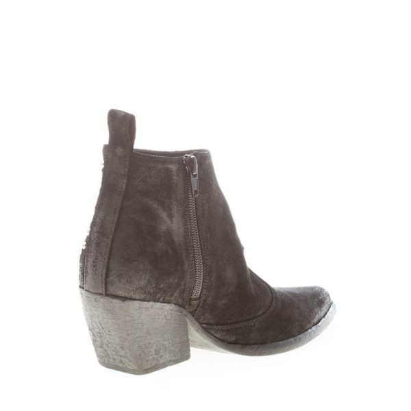 ELENA IACHI donna tronchetto texano in camoscio vintage NERO con hardware argento. Tacco 7 cm - immagine 4