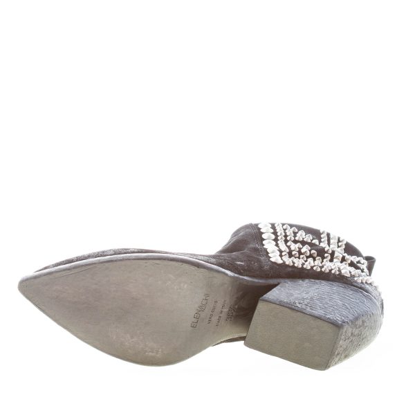 ELENA IACHI donna tronchetto texano in camoscio vintage NERO con hardware argento. Tacco 7 cm - immagine 8