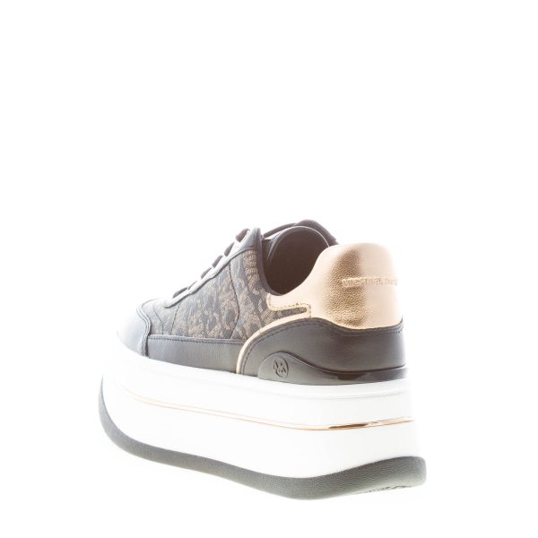 MICHAEL KORS donna sneaker Hayes in pelle e tessuto NERO con stampa logo ORO - immagine 3