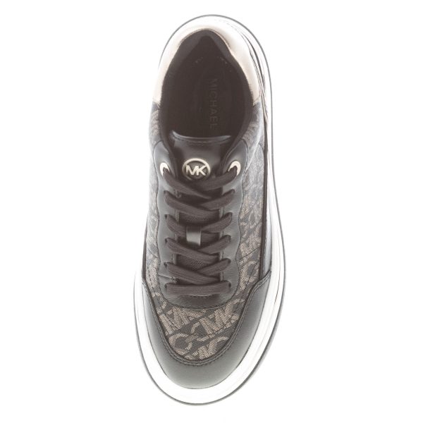 MICHAEL KORS donna sneaker Hayes in pelle e tessuto NERO con stampa logo ORO - immagine 7