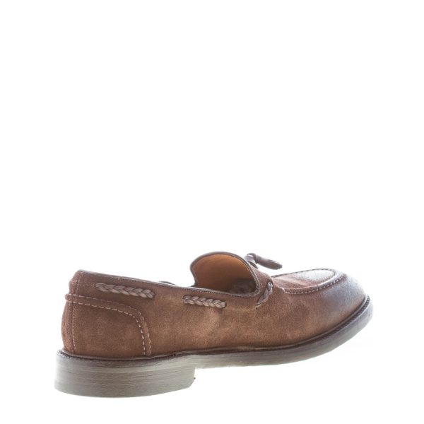 GREEN GEORGE uomo mocassino in crosta lavata TESTA DI MORO con nappine. Suola cuoio - immagine 4