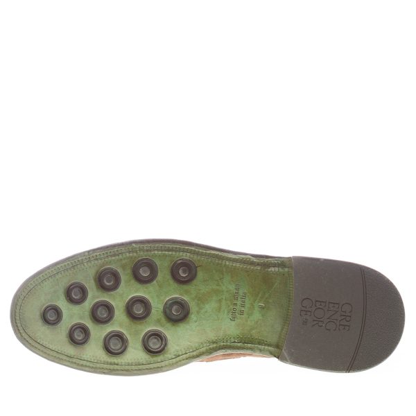 GREEN GEORGE uomo mocassino in crosta lavata TESTA DI MORO con nappine. Suola cuoio - immagine 7