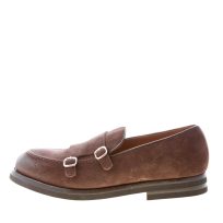 GREEN GEORGE uomo scarpa doppia fibbia in camoscio TESTA DI MORO con vaschetta. Suola gomma