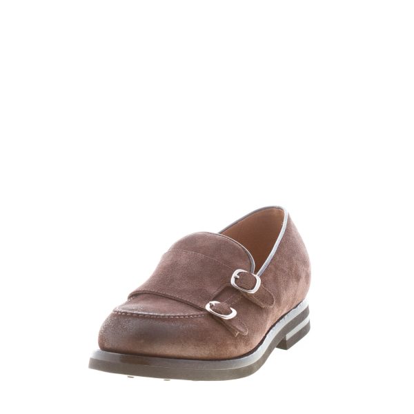 GREEN GEORGE uomo scarpa doppia fibbia in camoscio TESTA DI MORO con vaschetta. Suola gomma - immagine 2