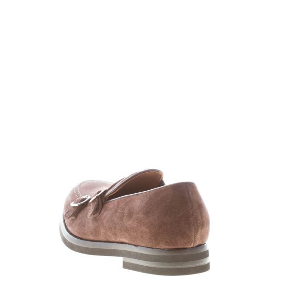 GREEN GEORGE uomo scarpa doppia fibbia in camoscio TESTA DI MORO con vaschetta. Suola gomma - immagine 3