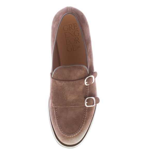 GREEN GEORGE uomo scarpa doppia fibbia in camoscio TESTA DI MORO con vaschetta. Suola gomma - immagine 6