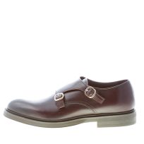 GREEN GEORGE uomo scarpa doppia fibbia in pelle TESTA DI MORO. Suola gomma