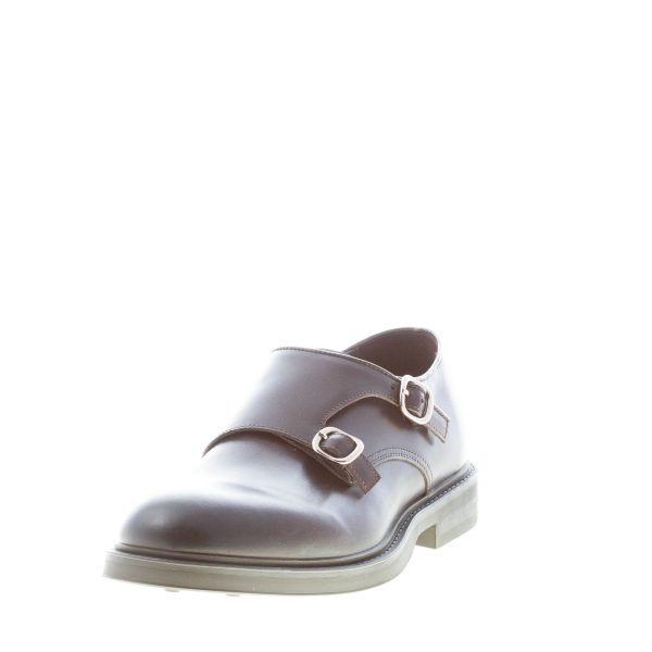 GREEN GEORGE uomo scarpa doppia fibbia in pelle TESTA DI MORO. Suola gomma - immagine 2