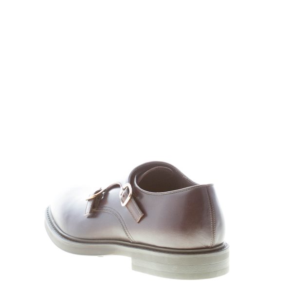 GREEN GEORGE uomo scarpa doppia fibbia in pelle TESTA DI MORO. Suola gomma - immagine 3