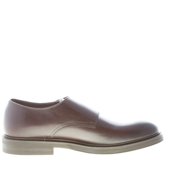 GREEN GEORGE uomo scarpa doppia fibbia in pelle TESTA DI MORO. Suola gomma - immagine 6