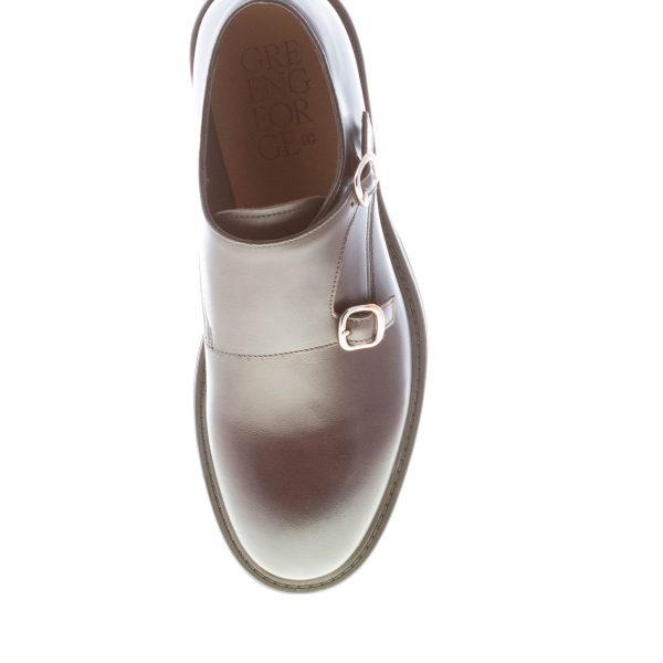 GREEN GEORGE uomo scarpa doppia fibbia in pelle TESTA DI MORO. Suola gomma - immagine 7