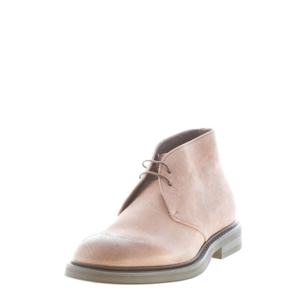 GREEN GEORGE uomo scarpa polacchina liscia in camoscio BEIGE. Suola gomma - immagine 2