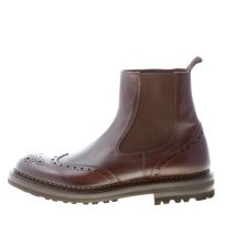 GREEN GEORGE uomo stivaletto Chelsea in pelle TESTA DI MORO con impunture brogues. Suola gomma