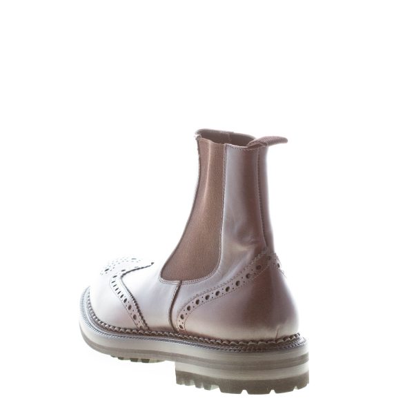 GREEN GEORGE uomo stivaletto Chelsea in pelle TESTA DI MORO con impunture brogues. Suola gomma - immagine 3