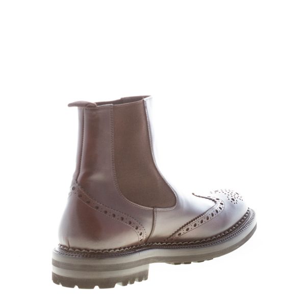 GREEN GEORGE uomo stivaletto Chelsea in pelle TESTA DI MORO con impunture brogues. Suola gomma - immagine 4