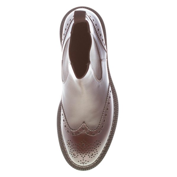 GREEN GEORGE uomo stivaletto Chelsea in pelle TESTA DI MORO con impunture brogues. Suola gomma - immagine 6