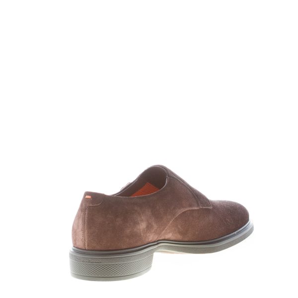 SANTONI uomo scarpa con doppia fibbia in camoscio TESTA DI MORO. Suola gomma - immagine 4