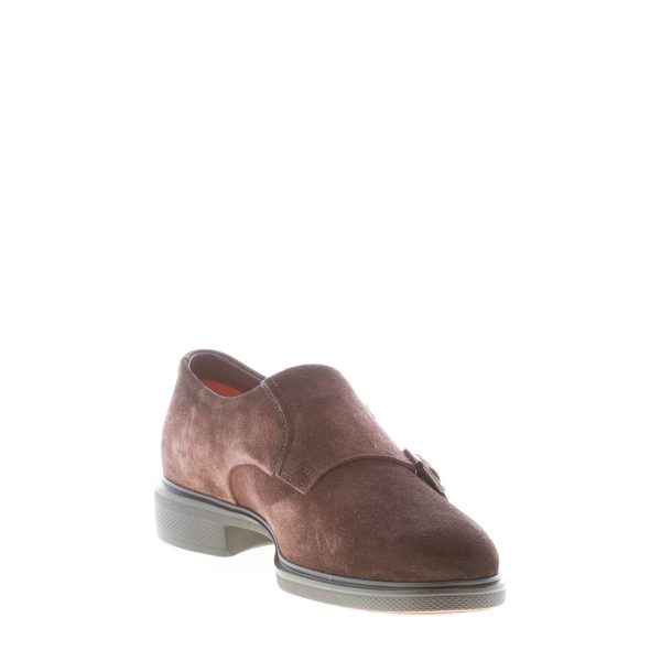 SANTONI uomo scarpa con doppia fibbia in camoscio TESTA DI MORO. Suola gomma - immagine 6