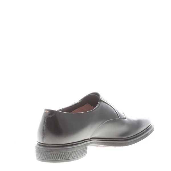 SANTONI uomo scarpa con doppia fibbia in pelle spazzolata NERO. Suola gomma - immagine 4