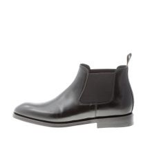 SANTONI uomo stivaletto Chelsea elegante in pelle spazzolata NERO. Suola cuoio