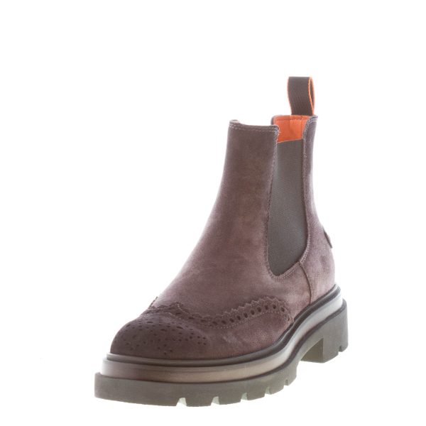 SANTONI uomo stivaletto Chelsea in camoscio GRIGIO ANTRACITE con impunture. Suola gomma - immagine 2