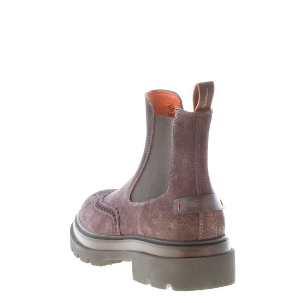 SANTONI uomo stivaletto Chelsea in camoscio GRIGIO ANTRACITE con impunture. Suola gomma - immagine 3
