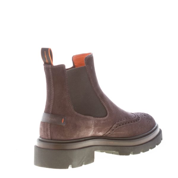 SANTONI uomo stivaletto Chelsea in camoscio GRIGIO ANTRACITE con impunture. Suola gomma - immagine 4