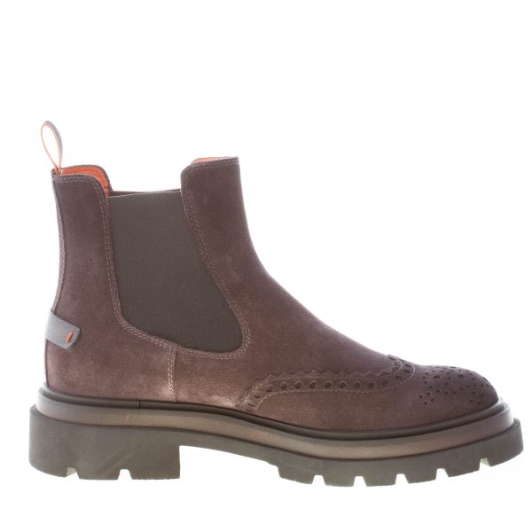 SANTONI uomo stivaletto Chelsea in camoscio GRIGIO ANTRACITE con impunture. Suola gomma - immagine 5