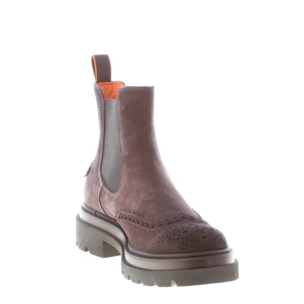 SANTONI uomo stivaletto Chelsea in camoscio GRIGIO ANTRACITE con impunture. Suola gomma - immagine 6