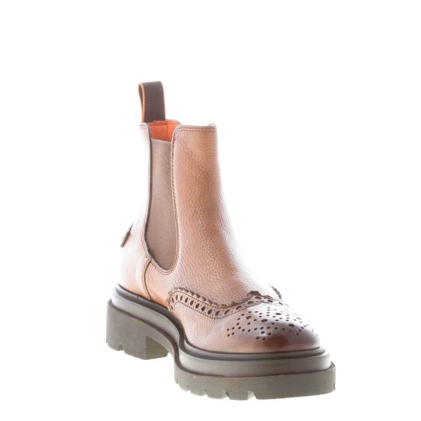 SANTONI uomo stivaletto Chelsea in pelle MARRONE NATURALE con impunture. Suola gomma - immagine 6