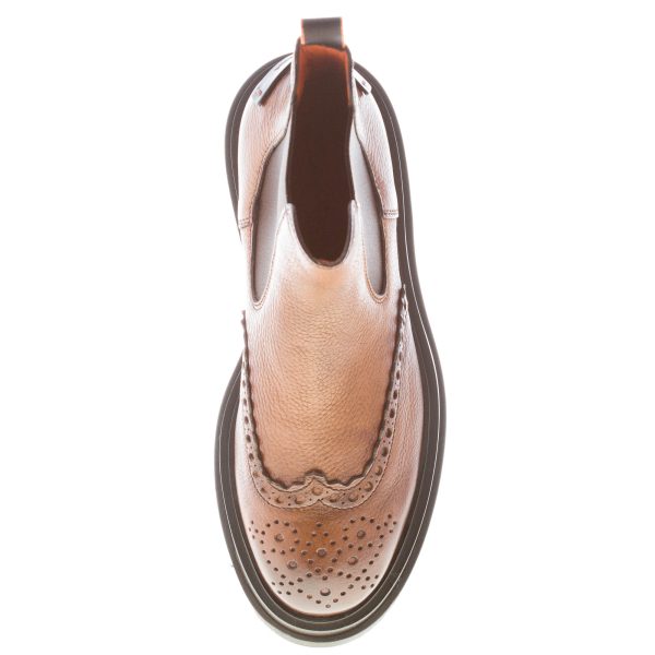 SANTONI uomo stivaletto Chelsea in pelle MARRONE NATURALE con impunture. Suola gomma - immagine 7