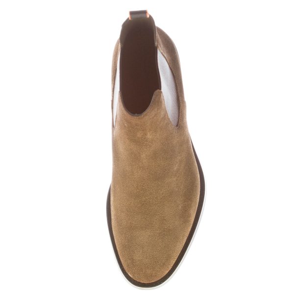 SANTONI uomo stivaletto Chelsea in pelle scamosciata VERDE. Suola gomma - immagine 6