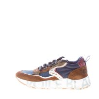 VOILE BLANCHE uomo sneaker Club01 in camoscio MARRONE e nylon BLU