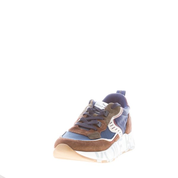 VOILE BLANCHE uomo sneaker Club01 in camoscio MARRONE e nylon BLU - immagine 2