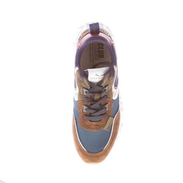 VOILE BLANCHE uomo sneaker Club01 in camoscio MARRONE e nylon BLU - immagine 6