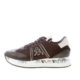 PREMIATA donna sneaker Conny 6987 in pelle e tessuto cangiante NERO più bianco