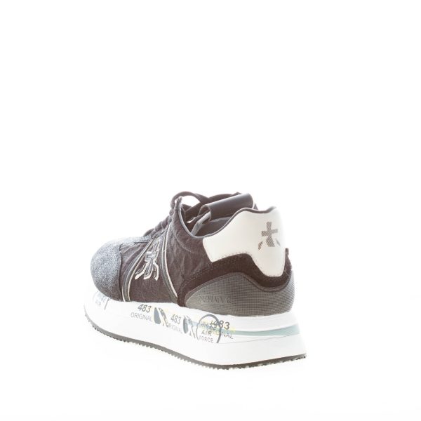 PREMIATA donna sneaker Conny 6987 in pelle e tessuto cangiante NERO più bianco - immagine 3