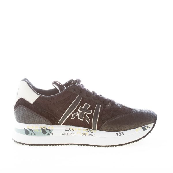 PREMIATA donna sneaker Conny 6987 in pelle e tessuto cangiante NERO più bianco - immagine 5