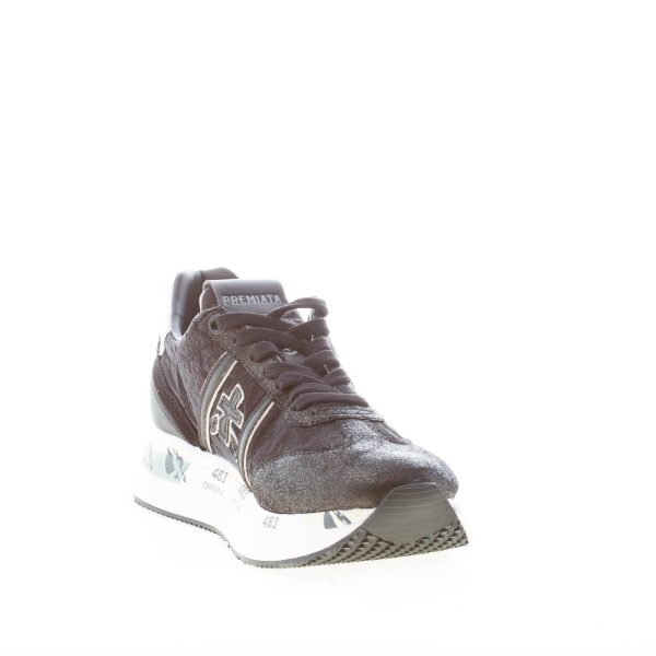 PREMIATA donna sneaker Conny 6987 in pelle e tessuto cangiante NERO più bianco - immagine 6