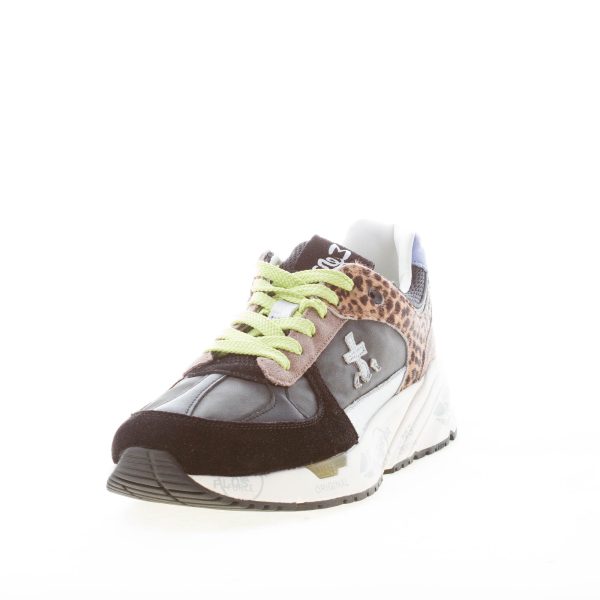 PREMIATA donna sneaker MASED 6435 in camoscio e tessuto NERO GRIGIO ANIMALIER - immagine 2