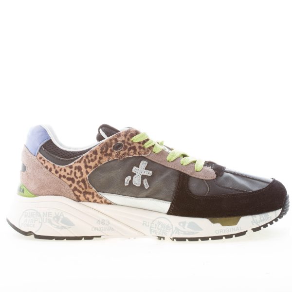 PREMIATA donna sneaker MASED 6435 in camoscio e tessuto NERO GRIGIO ANIMALIER - immagine 4