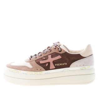 PREMIATA donna sneaker Micol 7012 in camoscio e pelle BEIGE pù tessuto bronzo