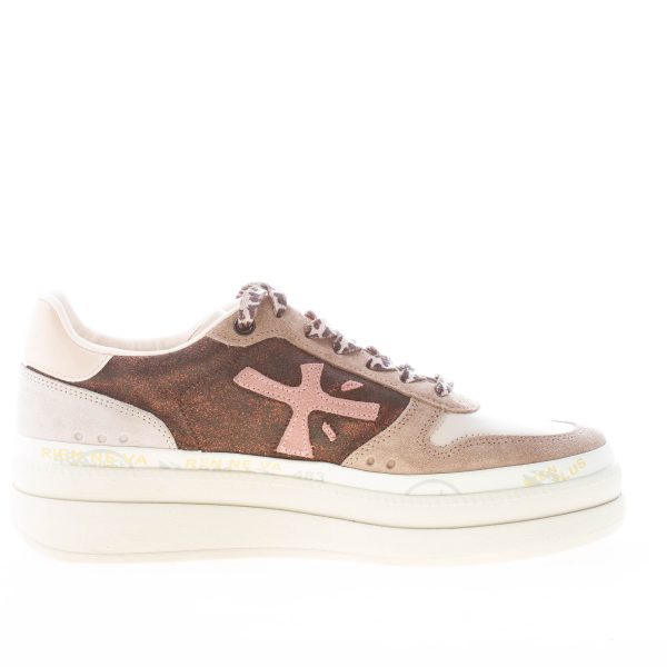 PREMIATA donna sneaker Micol 7012 in camoscio e pelle BEIGE pù tessuto bronzo - immagine 5