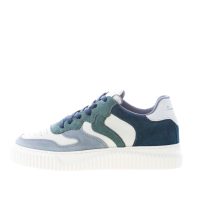 VOILE BLANCHE donna sneaker Laura in pelle BIANCO e camoscio GRIGIO BLU