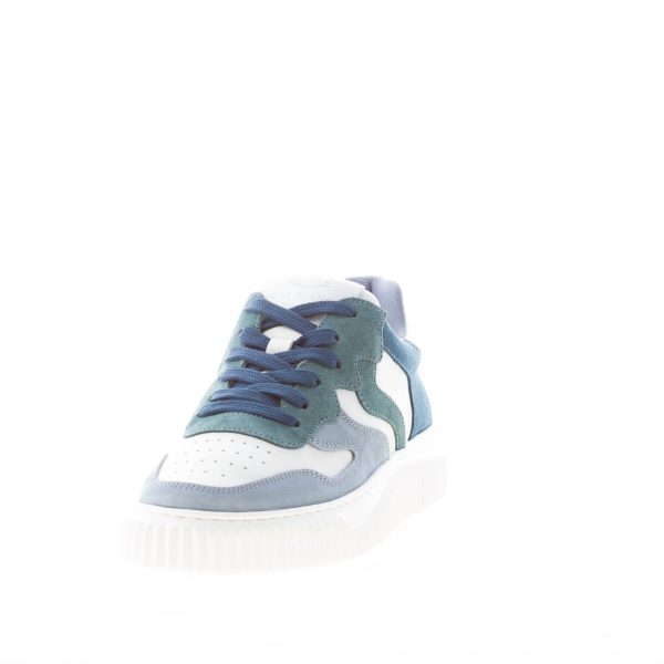 VOILE BLANCHE donna sneaker Laura in pelle BIANCO e camoscio GRIGIO BLU - immagine 2