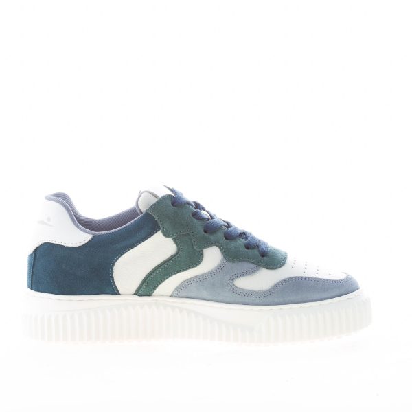 VOILE BLANCHE donna sneaker Laura in pelle BIANCO e camoscio GRIGIO BLU - immagine 5