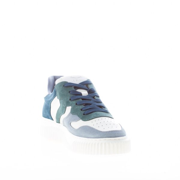 VOILE BLANCHE donna sneaker Laura in pelle BIANCO e camoscio GRIGIO BLU - immagine 6
