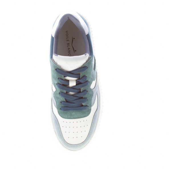 VOILE BLANCHE donna sneaker Laura in pelle BIANCO e camoscio GRIGIO BLU - immagine 7