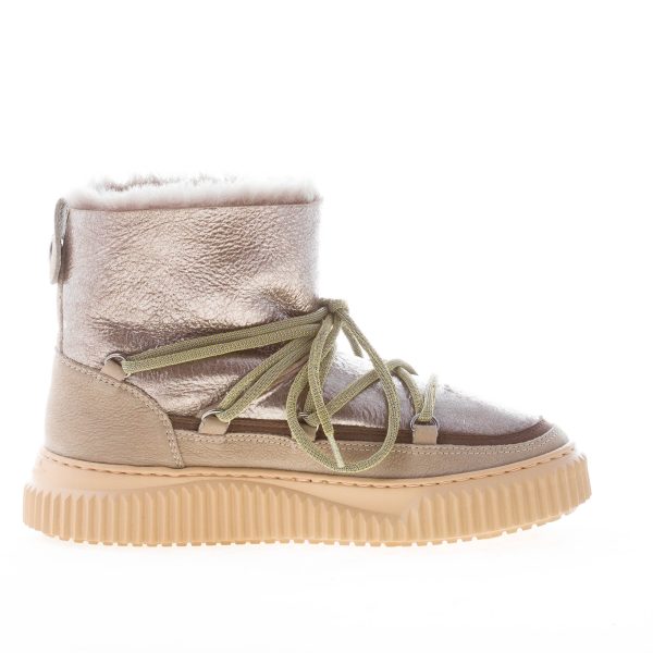 VOILE BLANCHE donna stivaletto Cortina in pelle laminata e nabuk FANGO e TAUPE montone - immagine 4